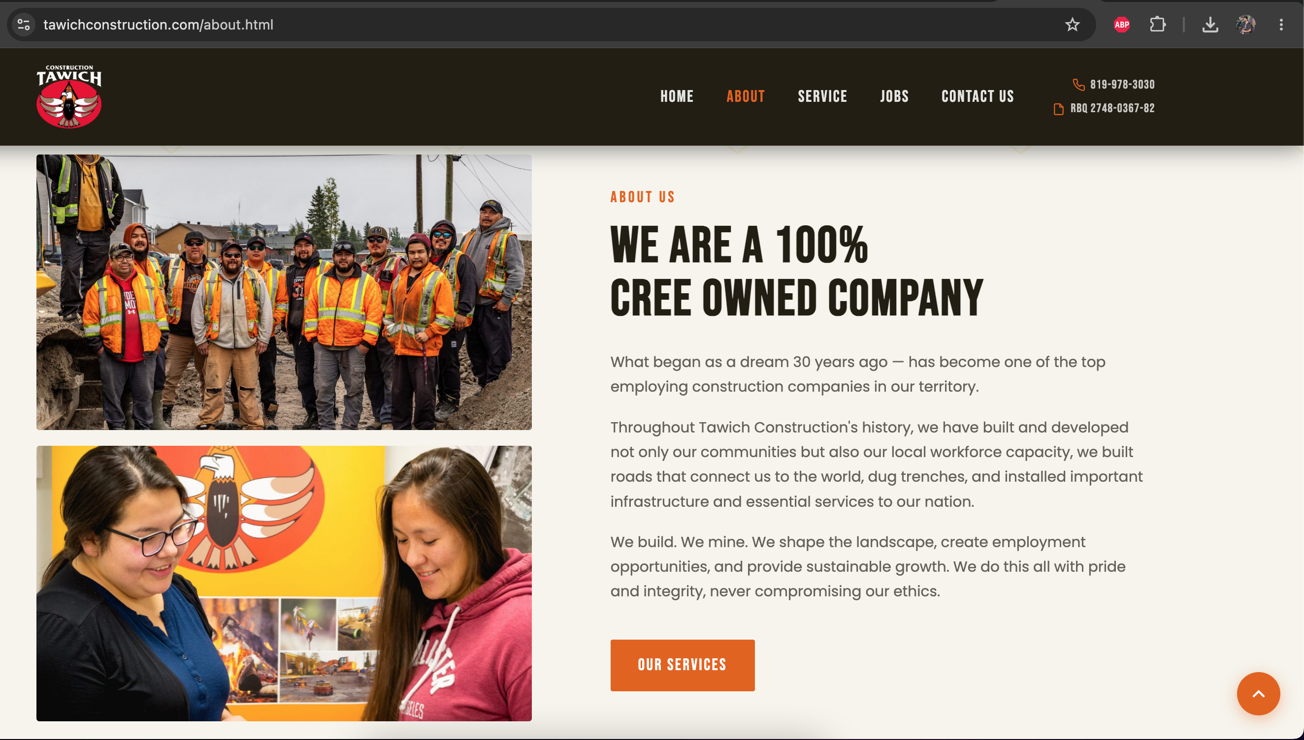 Tawich Construction website